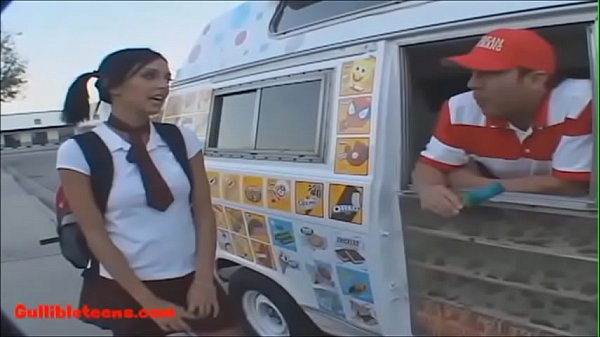 Gullibleteens.com icecream truck blond short haired teen fucked eats cumcandy