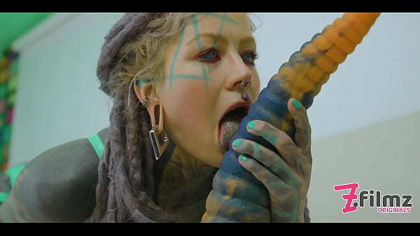 Extreme TATTOO dreadhead ANAL riding huge TOY