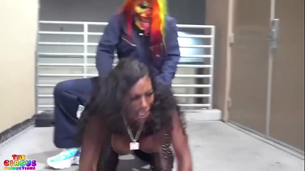 Ebony Mystique gets donkey fucked by Gibby The Clown hardcore