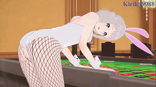 Hiro Shinosawa (Bunny Girl) and Lilja Katsuragi (Bunny Girl) intense sex. - Gakuen Idolmaster Hentai  