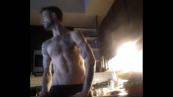 Sexy lithe inked boy jacks to orgasm