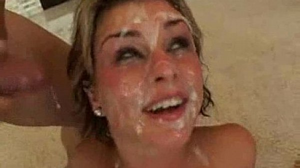 Hot Blonde bathing with cum