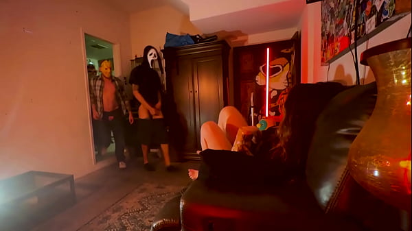 Hairy Pussy Squirt Slut Gets Her Holes USED by Three Home Intruders on Halloween - Chloe Kreams, Supa Dupa Corey, Justanicecock, Steve Rickz