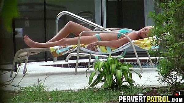 Pool babe fucks outside.1