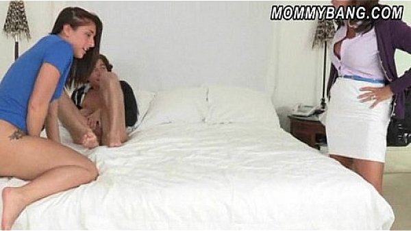 Sexy stepdaughter shares her BF with busty MILF stepmom  