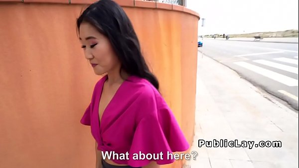 Small tits Asian bangs stranger in public