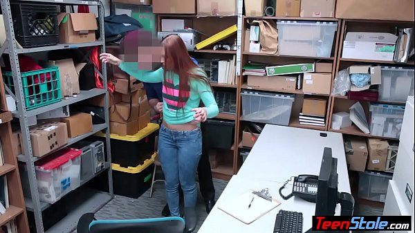 Red head czech migrant young shoplifter banged by a security guard
