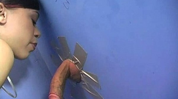 Glory-hole cock sucking for hot cum 7