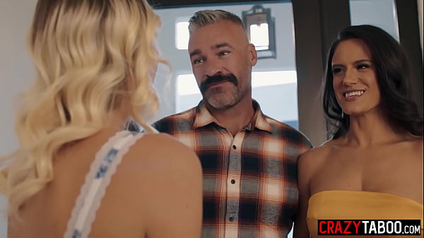 Horny babe swallowed big cock before MILF shared big cock with busty MILF and they enjoyed threesome fucking