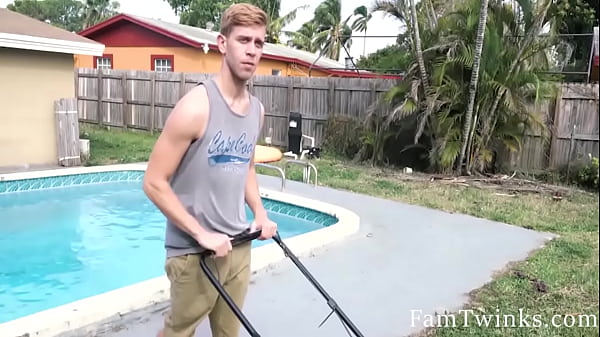 step Daddy Helps With His Backyard Work  