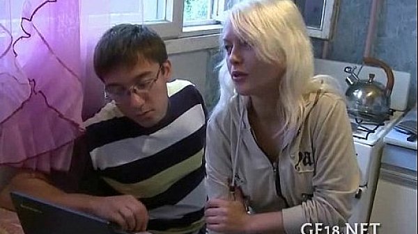 She takes off his blue shirt