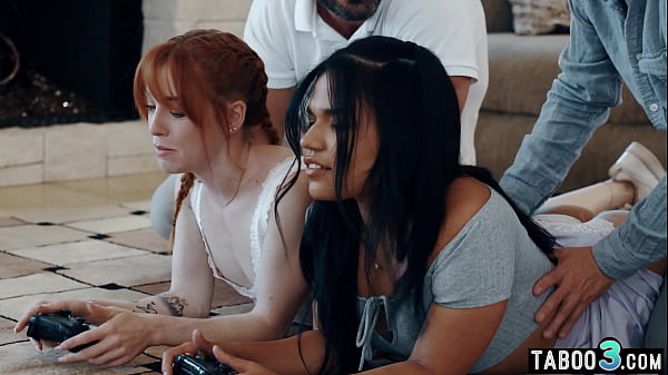 Perv stepfather anal fucking each others petite stepdaughters  