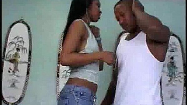 Ebony couple fucking sofa