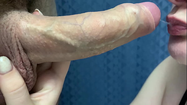 I made a surprise for my husband's brother. Very wet blowjob.  