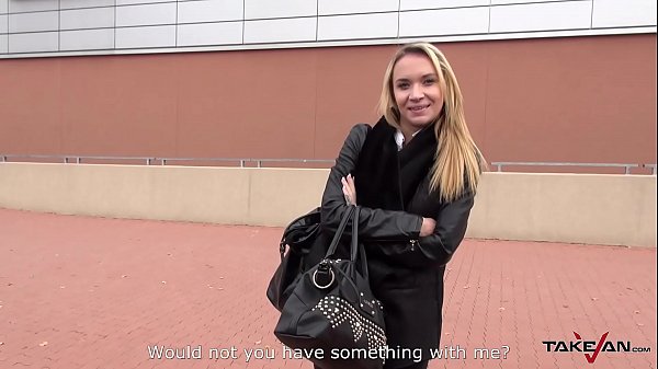 Takevan Blonde rich chick caught and convinced by shopping mall to fuck in car