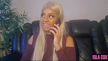 EBONY MILF ISLACOX CUMS HARD ON BIG WHITE COCK!