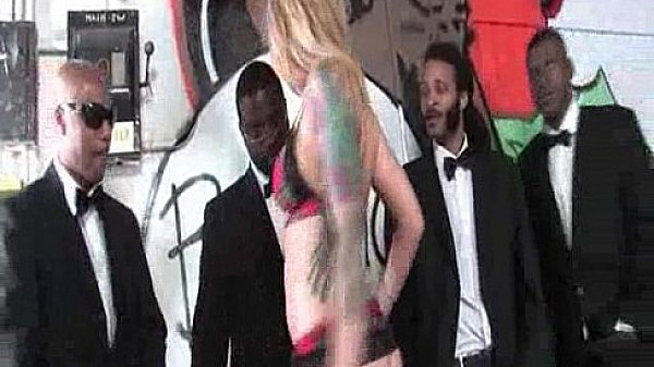 Blonde Gives Blowjob To Black Group