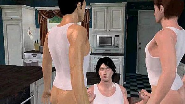 Three hot and horny 3D cartoon hunks getting it on 