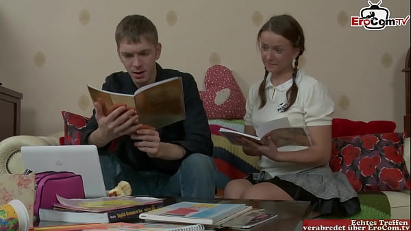 Skinny brunette teen fucked in all holes