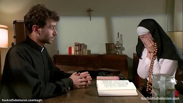 Two sexy trouble makers Evi Fox and Kiki Vidis are to much for Pink and she called priest James Deen who disciplined and fucked them in bondage 