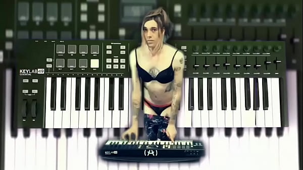 Sexy Girl making music in Hot Lingerie