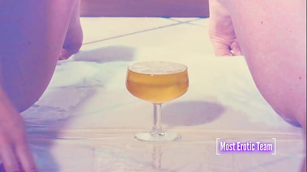 Pissing in glasses is a game of aim and precision she loves it and plays with it often