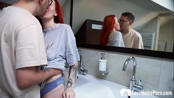 Redhead loves to fuck in steam hot shower