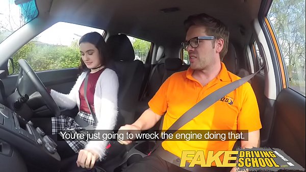 Fake Driving School - super cute teen gets busy with her teacher in the back seat of his car 