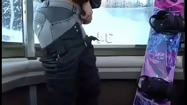 Hot girl strips on mountain lift