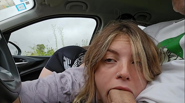 They find me GIVING A BLOWJOB TO MY STEPBROTHER IN THE CAR CUM MOUTH