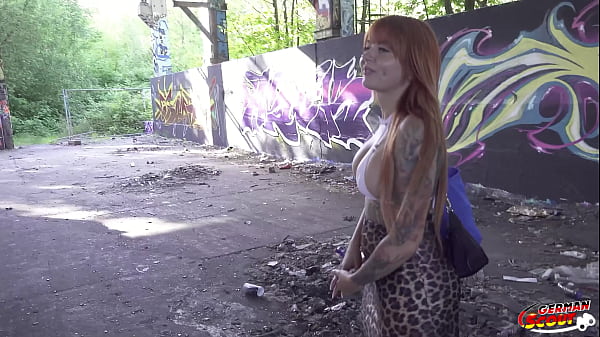 GERMAN SCOUT - Risky Anal Sex Casting with German freckled Redhead Tattoo Model Obviously Peachy at Public Lost Place