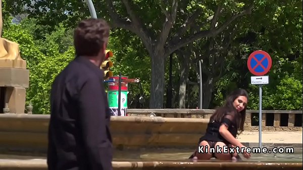 Spanish hottie gangbanged in public