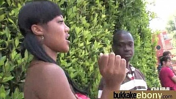Ebony chick fucked hard in group sex action 13