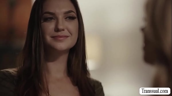 Tattooed brunette comforts the shemale girlfriend of her stepbro by sucking her shecock passionately.In return,TS blonde licks and fucks her pussy. 