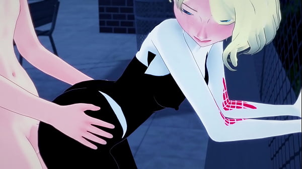 Spider Gwen having sex in the roof  