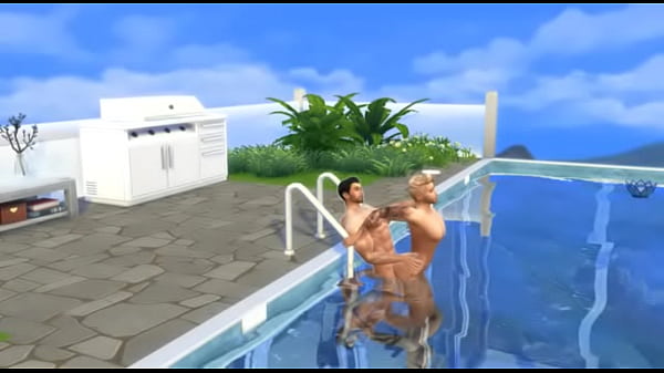 Sex at pool with beauty view  