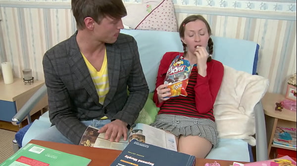 slutty teen gets some anal sex after study with a friend