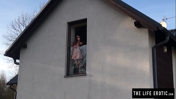 A stranger in the house watches her masturbate hard