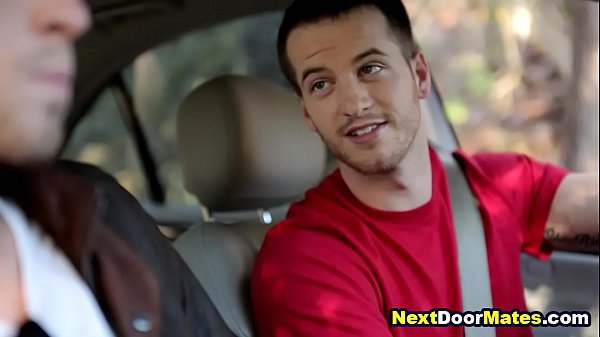 Horny driver seduced into gay sex by hot hitchiker 