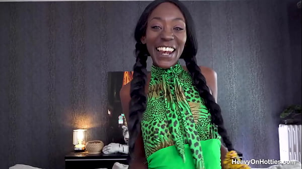 Ebony babe Lyna Blacky gets the Heavy on Hotties treatment and sucks Cel's cock before she rides his shaft and gets her ass oiled up, then kneels for a cumshot all over her tongue!