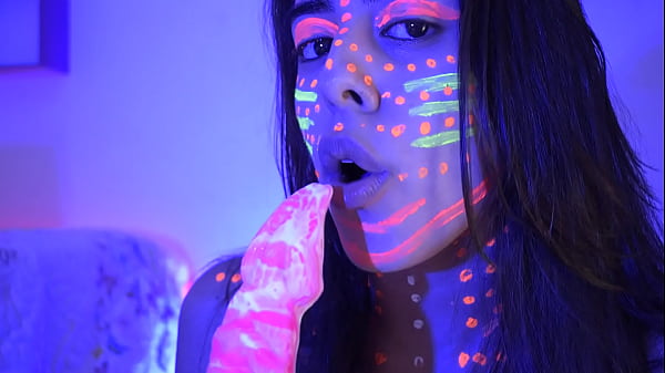 Naughty blowjob to a big shape dildo  