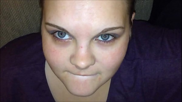 Sexy blue eye babe wearing makeup sucks and swallow a huge load of cum  