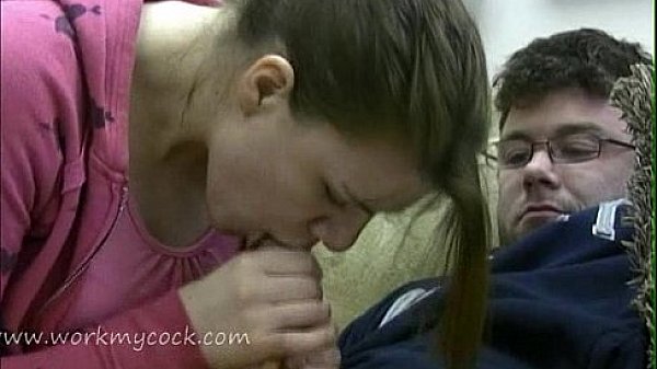 Wild lady sucks man's cock with all pleasure