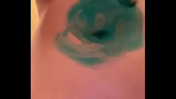 Coloring my belly blue with paint  