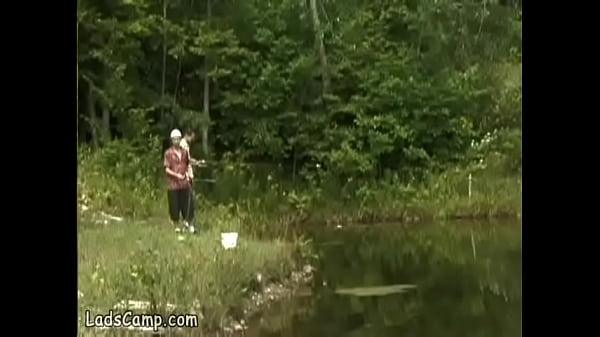 Young fishermen filmed sucking in forest  