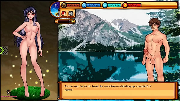 Witch going have a bath on the lake.