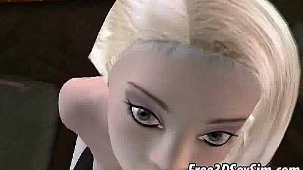 Hot 3D blonde babe sucking a cock inside of a tent