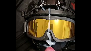great cumshot on a guy in a helmet  
