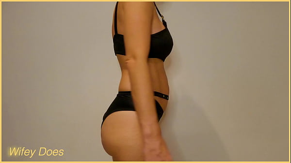 MILF trys on black lingerie that a fan had purchased for her