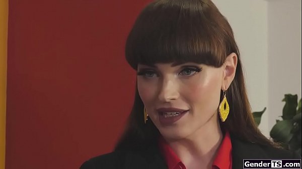 Tranny boss shows up at one of her offices and confronts the manager there with his sexual behavior.She wants a piece of that as well and kisses him before going on her knees to give him a blowjob 